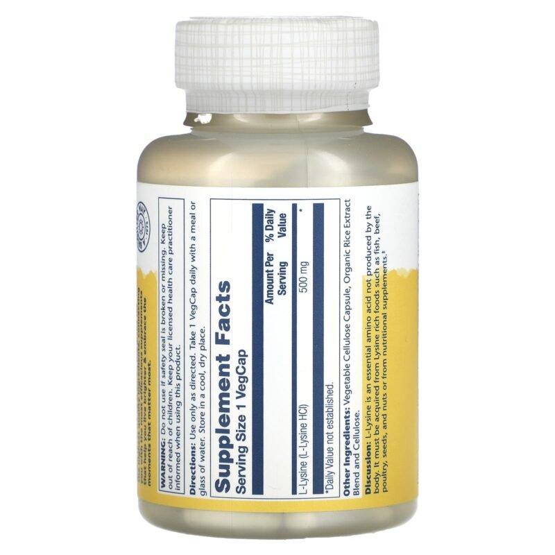 Solaray Lysine - 500mg - 120Cap - 120Serv - Image 2