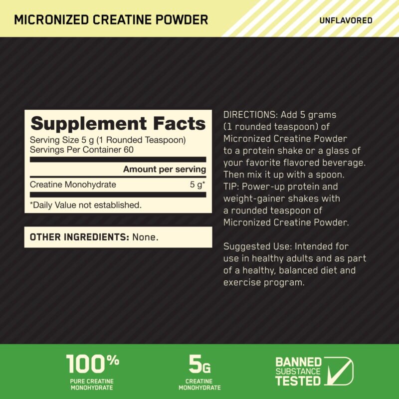 Optimum Nutrition Micronized Creatine - 300g - 60Serv - Image 2