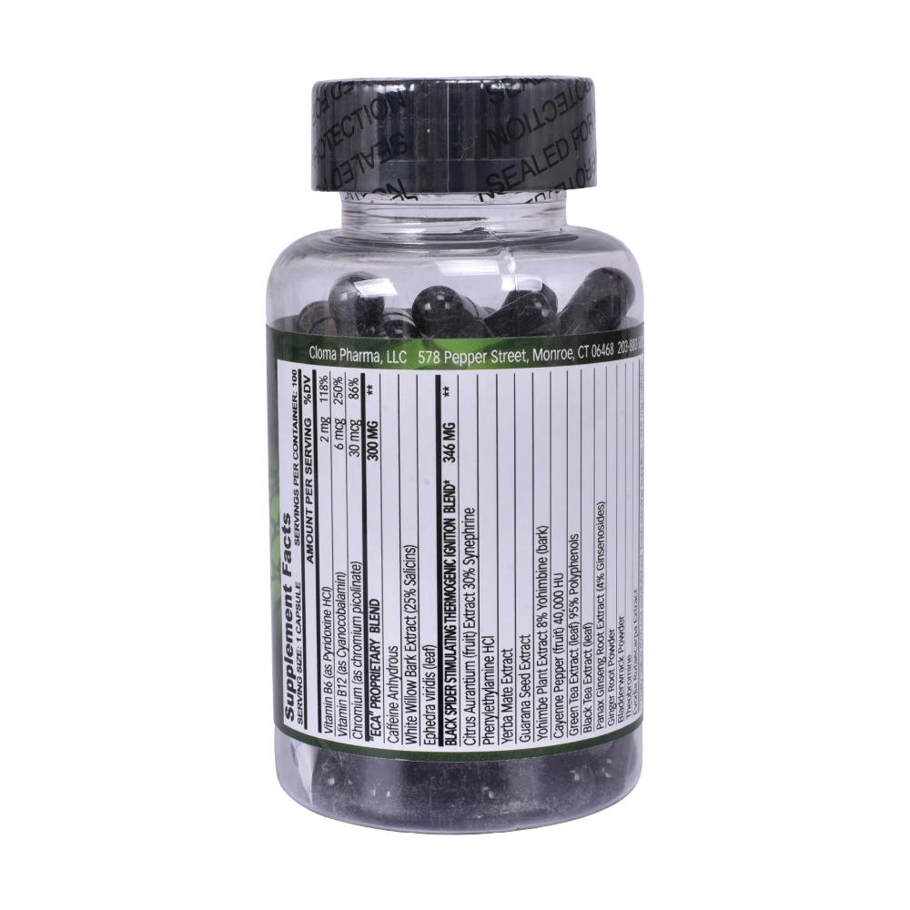 Cloma pharma, Black Spider, 100 Capsules, 100 Serving