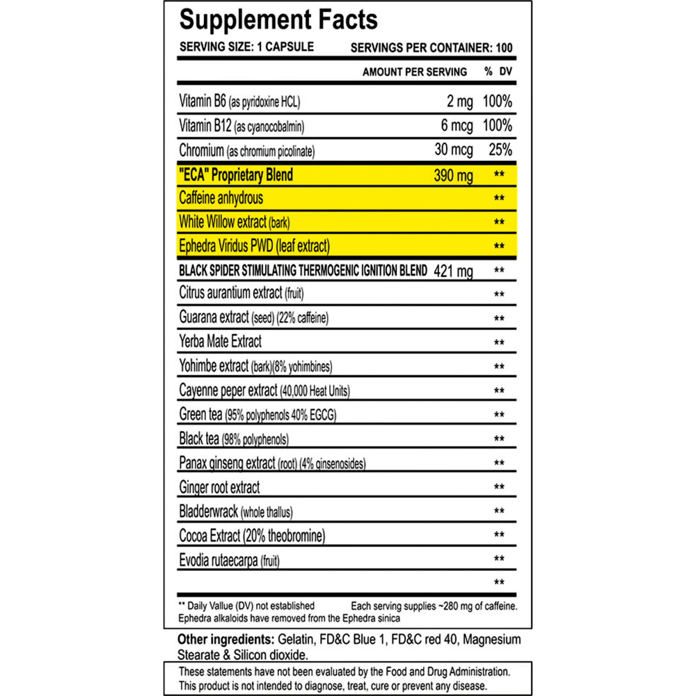 Cloma pharma, Black Spider, 100 Capsules, 100 Serving