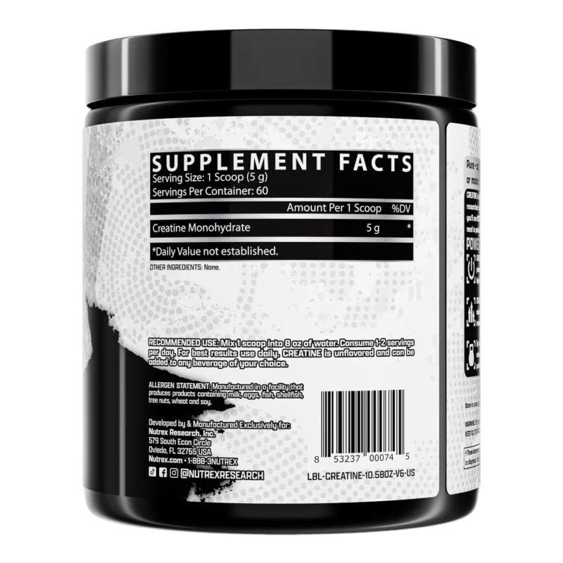 Nutrex Research Creatine Monohydrate Unflavored 300G 60Servings - Image 2