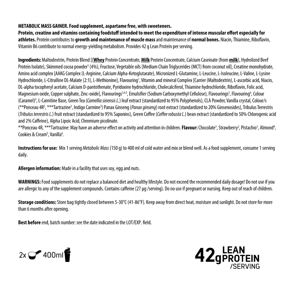 DY Nutrition, Metabolic Gainer, 6kg, 40 Servings