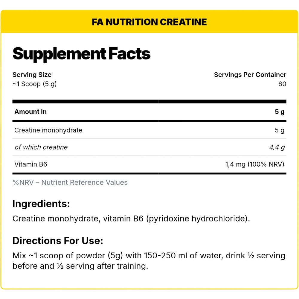 FA Nutrition, Creatine Monohydrate, 300g, 60 Servings
