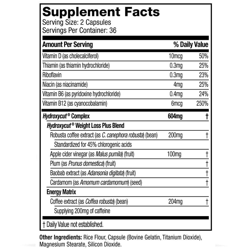 Hydroxycut, Weight Loss Original, 72 Capsules, 36 Servings