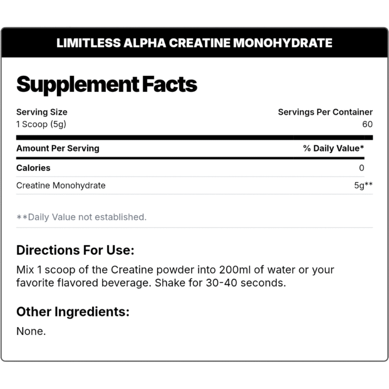 Limitless Alpha, Creatine Monohydrate Micronized, 300g, 60 Servings