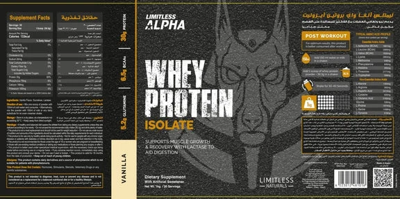 Limitless Alpha, Whey Protein Isolate, 1kg, 30 Serving