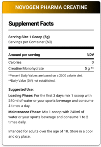 Novogen Pharma, Creatine Monohydrate, 300g, 60 Serving