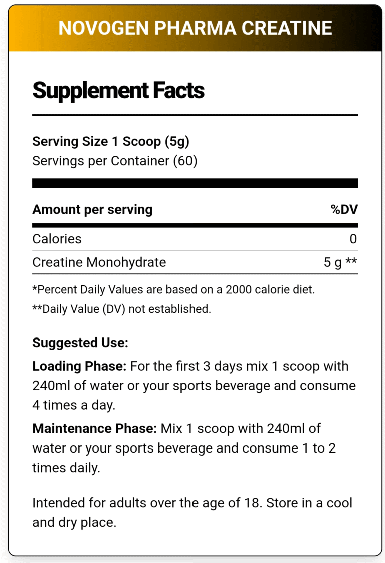Novogen Pharma, Creatine Monohydrate, 300g, 60 Serving