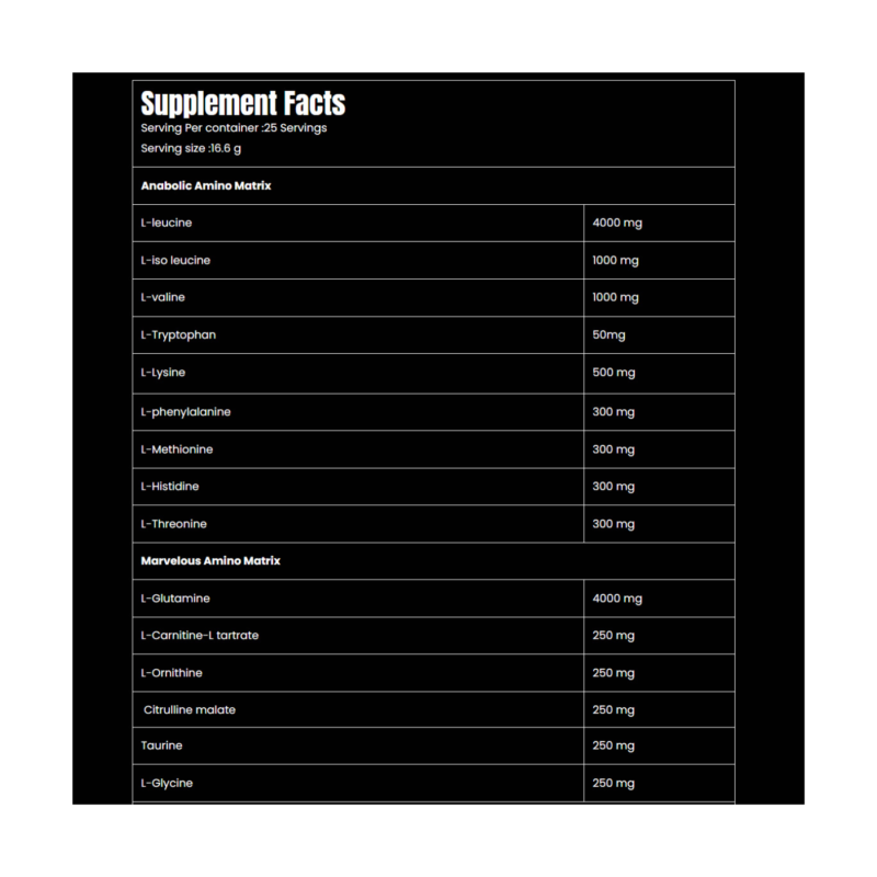 Marvelous Maze Anabolic Amino Acids Formula - 400g - 25Serv - Image 2