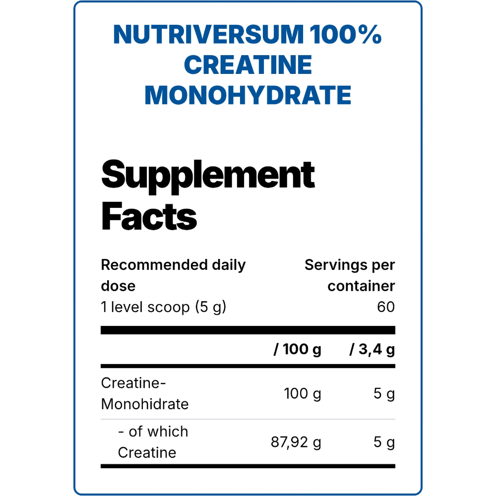 Nutriversum, Creatine Monohydrate, Unflavored, 300g, 60 Servings