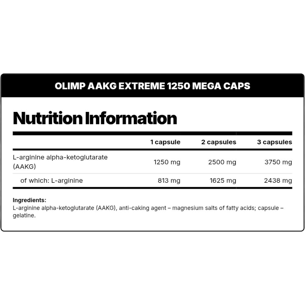Olimp, AAKG 1250 Extreme Mega Caps, 120 Capsules, 120 Servings