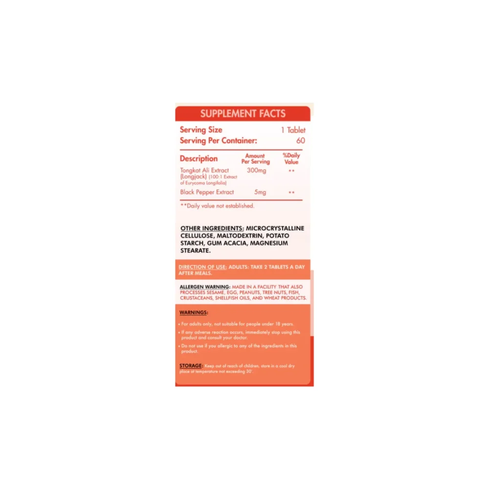 Organic Nation, Tongkat Ali, 300mg, 60 coated Tablets, 60 Serving