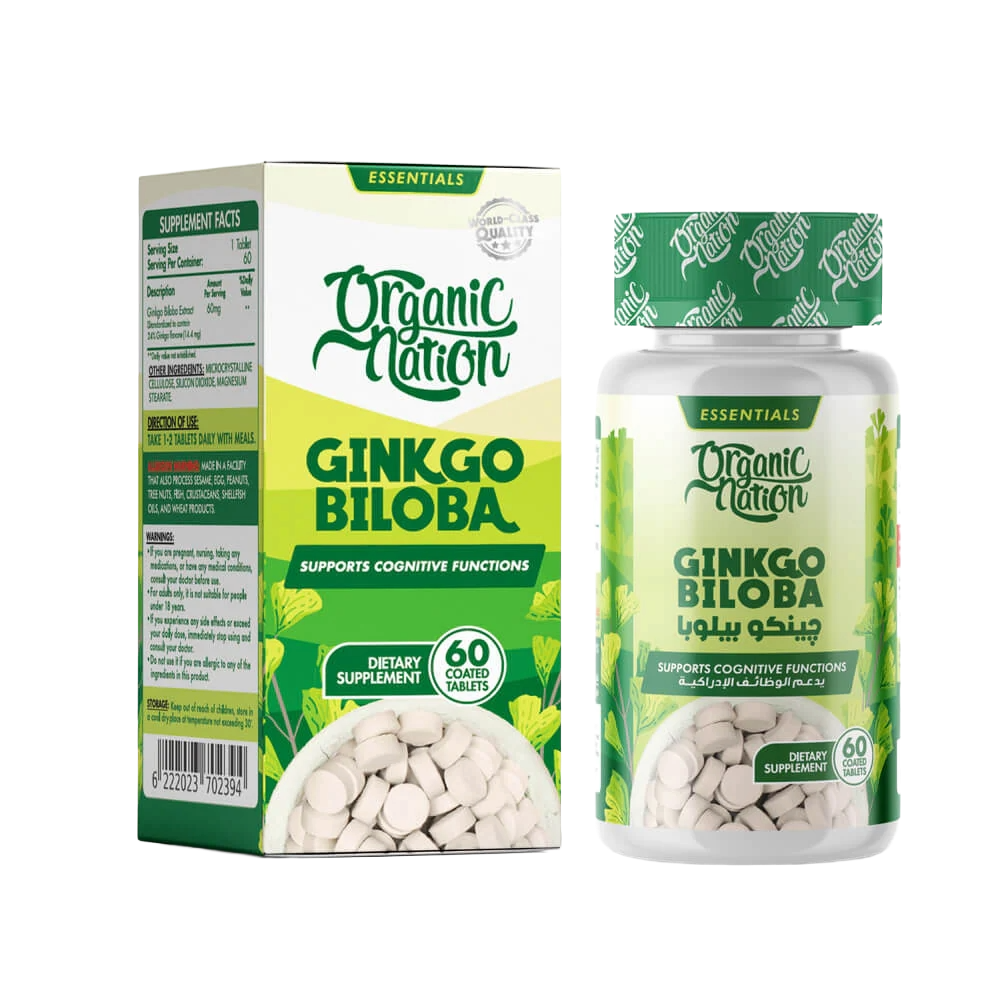 Organic Nation, Ginkgo Biloba, 60MG, 60 Tablets, 60 Servings