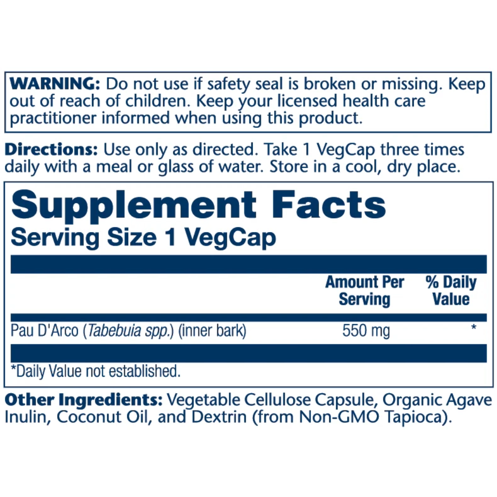 Solaray, PAU D’Arco, 550mg, 100 Capsules, 100 Servings