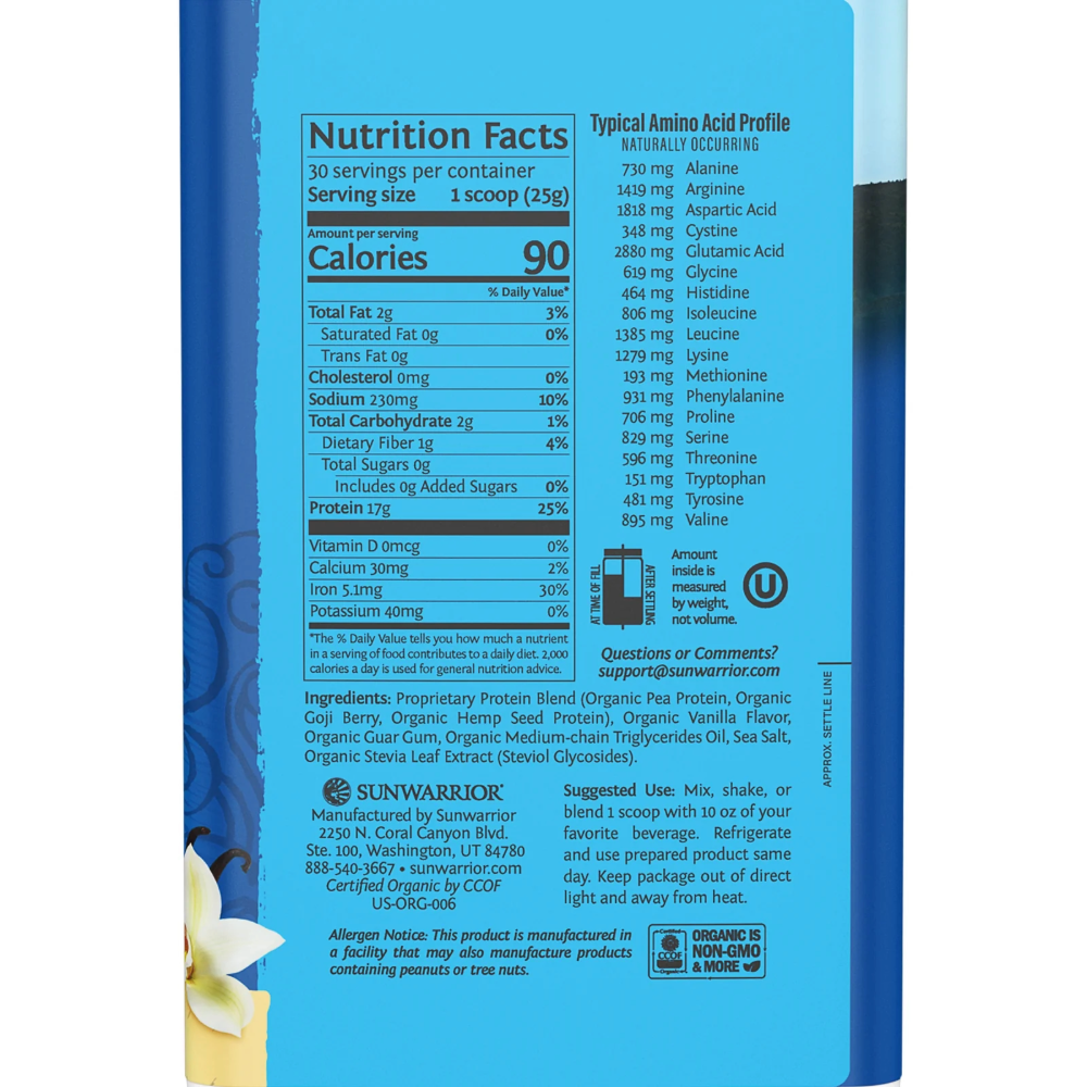 Sun Warrior, Vegan Blend Organic Protein, 750g, 30 Servings