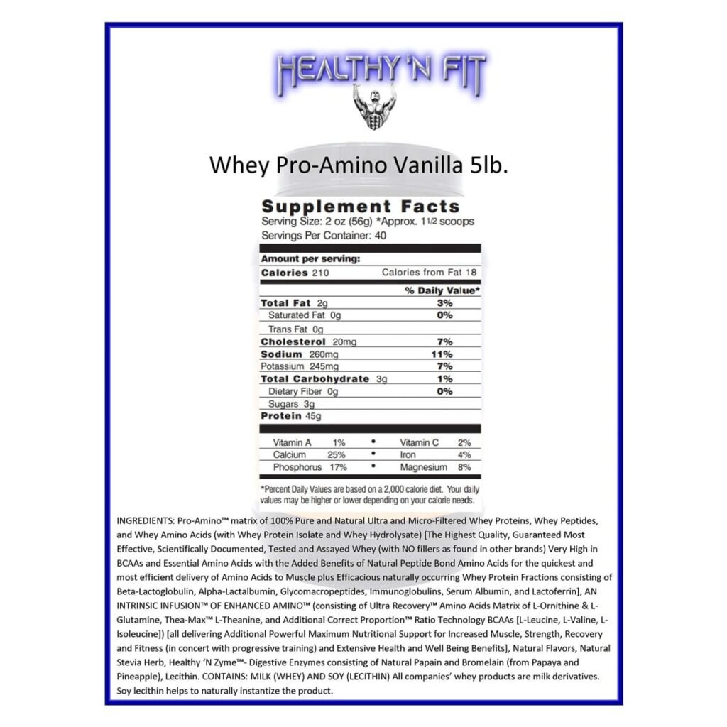 Healthy N' Fit 100% Whey Pro-Amino V2.0-40Serv-2270G - Image 2
