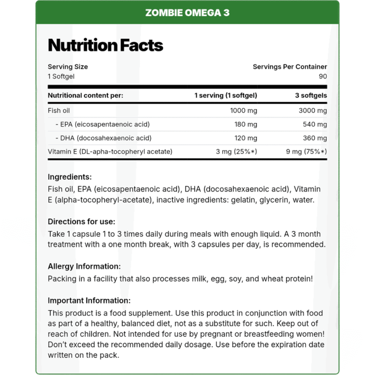 Zombie Nutrition, Omega 3, 90 Softgel, 90 Servings
