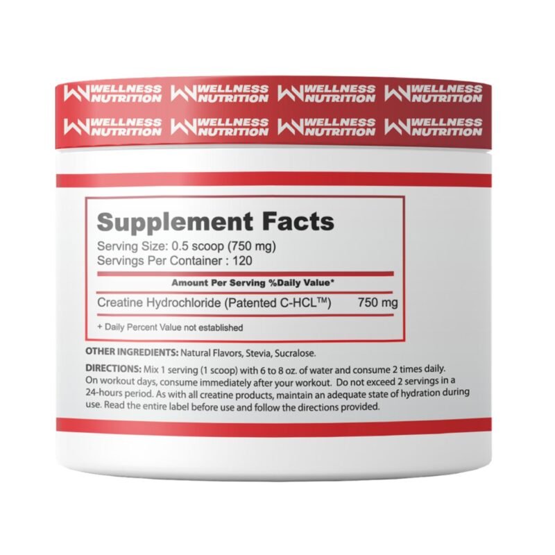Wellness Nutrition Creatine Hcl - 120g - 120Serv - Image 2