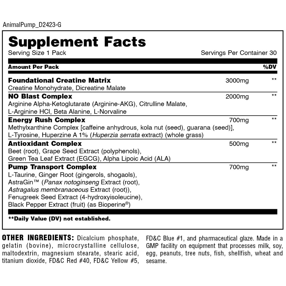 Animal, Pre Workout Pump, Pill Packs, 30 Packs, 30 Servings