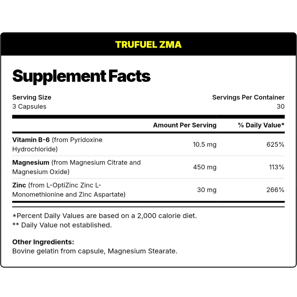 Trufuel, ZMA, 90 capsules, 30 Servings