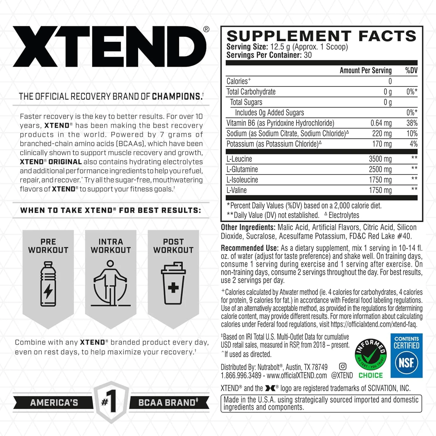XTEND®, The Original 7G BCAA, 30 Serving