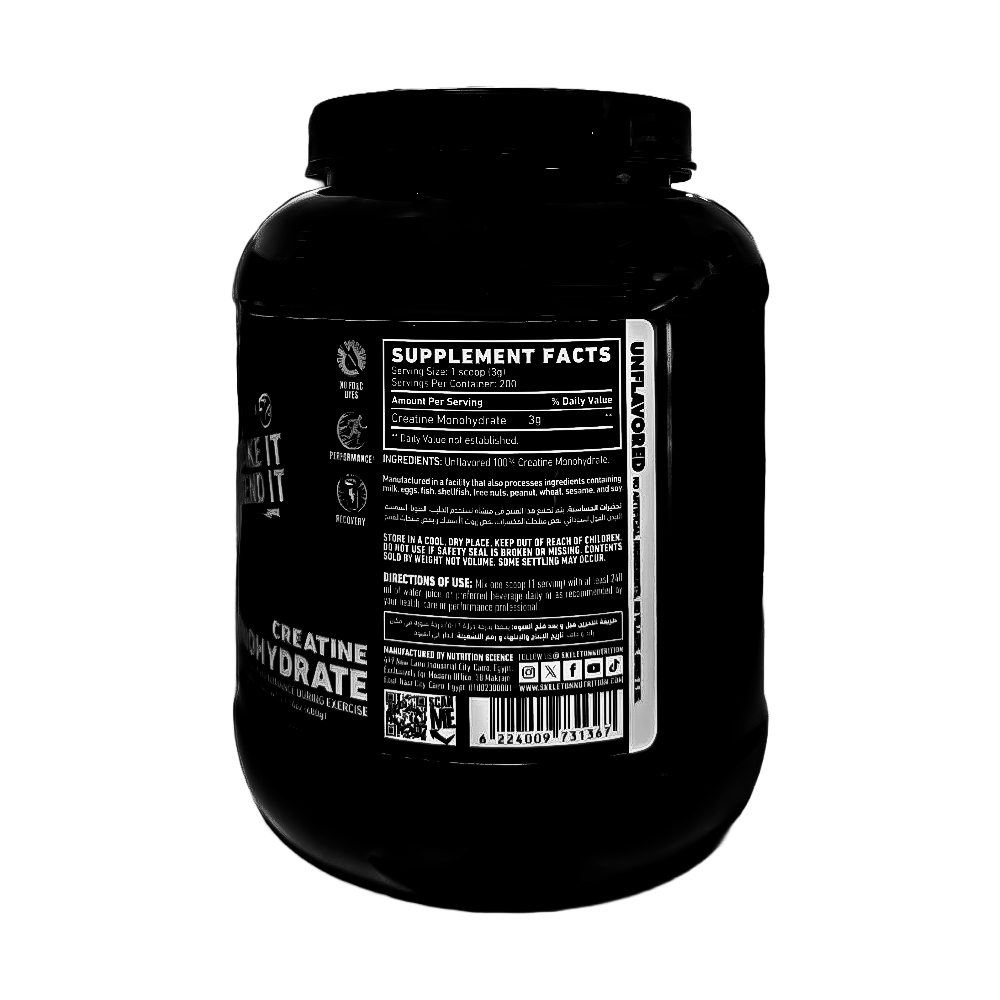 Skeleton Nutrition, All Out Naked Creatine Monohydrate, 600g, 200 Serving
