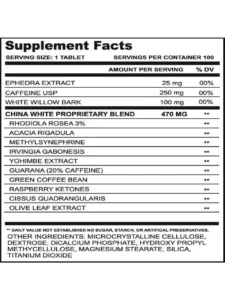 Cloma pharma, China White, 100 Tablet, 100 Servings