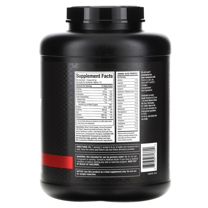 MuscleTech IsoWhey 100%Whey Protein Isolate 2.27kg 72Serv Chocolate - Image 2