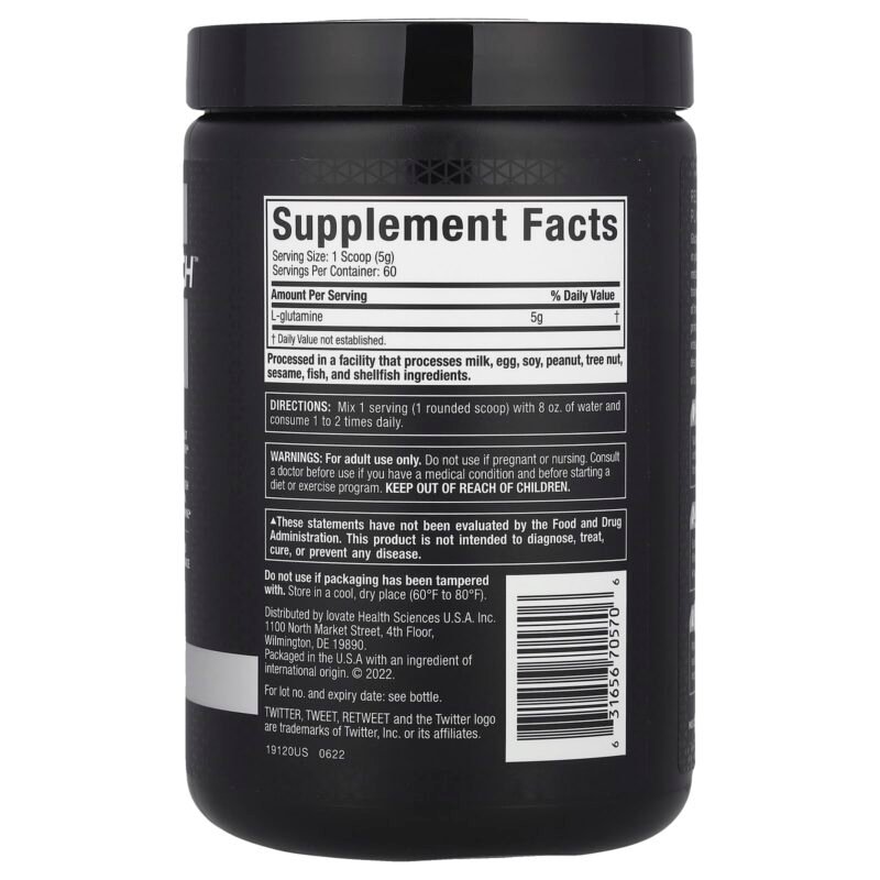 MuscleTech Platinum 100% Glutamine Unflavored 300G 60Serv - Image 2