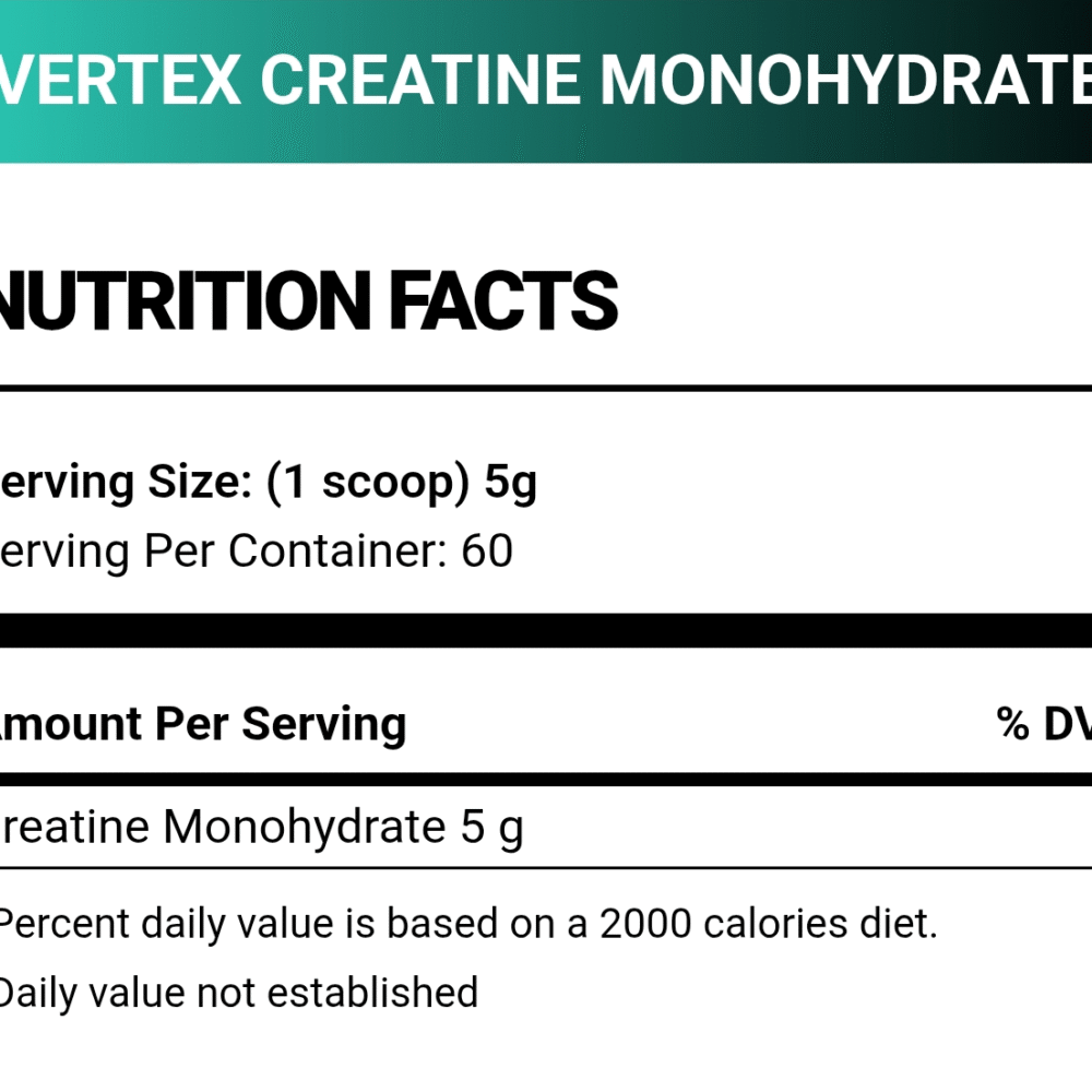 Vertex nutrition, Creatine Monohydrate, 300g, 60 Serving