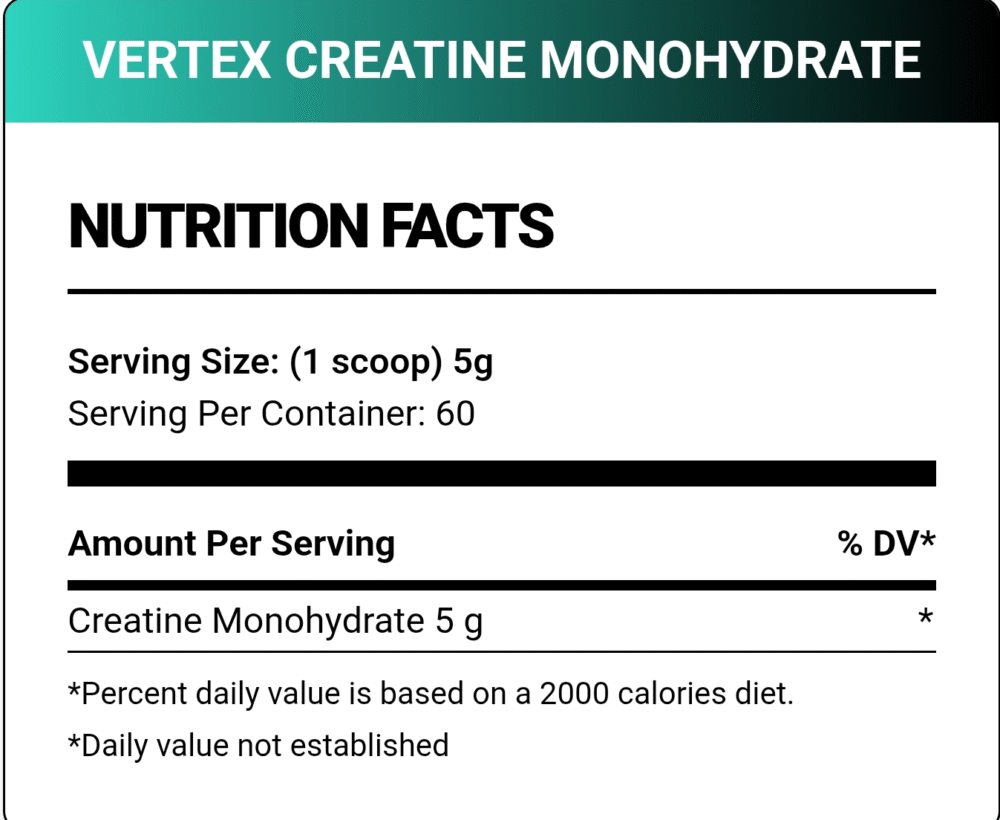 Vertex nutrition, Creatine Monohydrate, 300g, 60 Serving