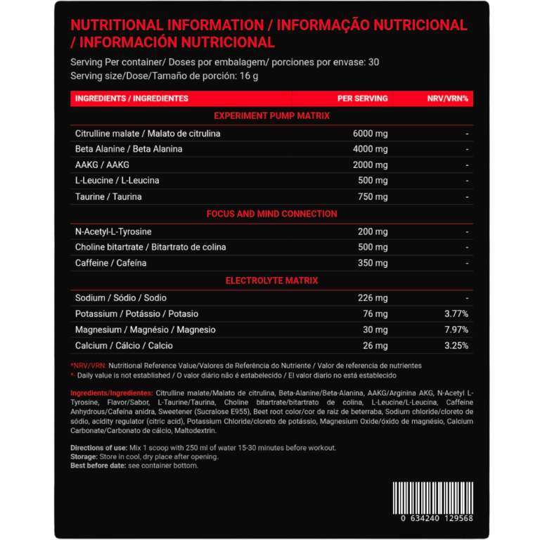 Marvelous Nutrition, Experiment Pre-Workout, 480g, 25 Servings