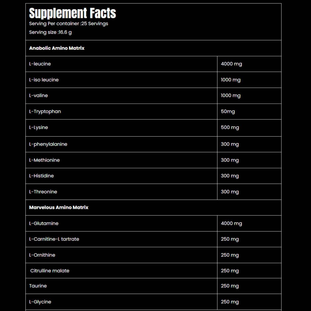 Marvelous Maze Anabolic Amino Acids Formula - 400g - 25Serv - Image 3
