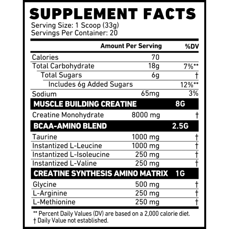 Skeleton Nutrition, Signature MAD FUELGEN V2, 660g, 20 Servings — Nutrition Facts panel / جدول القيم الغذائية