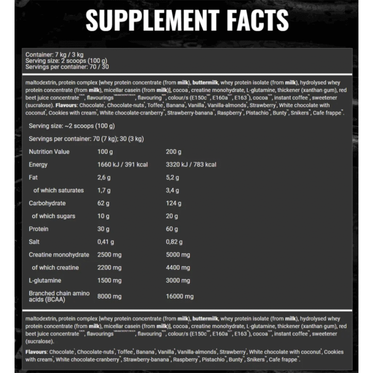 Badass Nutrition, Mass, 7kg, 70 Servings