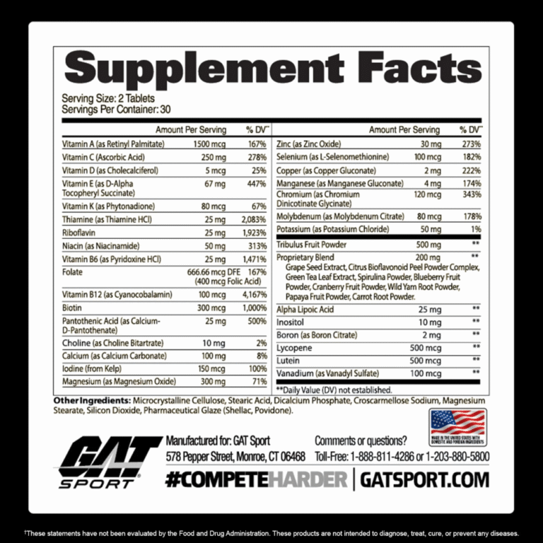 GAT Sports, MENS MULTI +TEST, 60 Tablets, 30 Servings