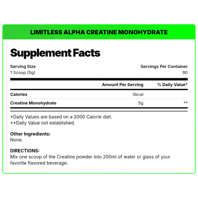 Limitless Alpha, Creatine Monohydrate Micronized, Unflavored, 450g, 90 Servings