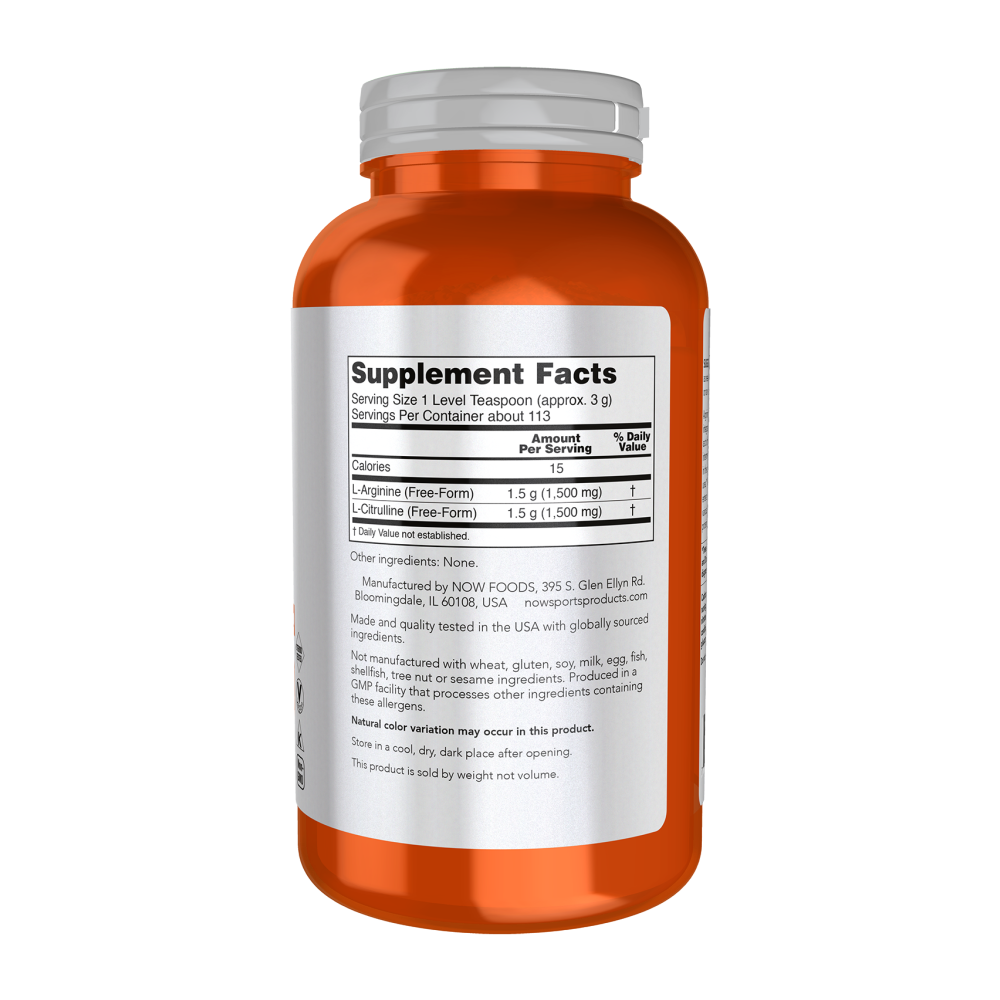 Now Foods, Arginine & Citrulline, 340g, 113 Servings