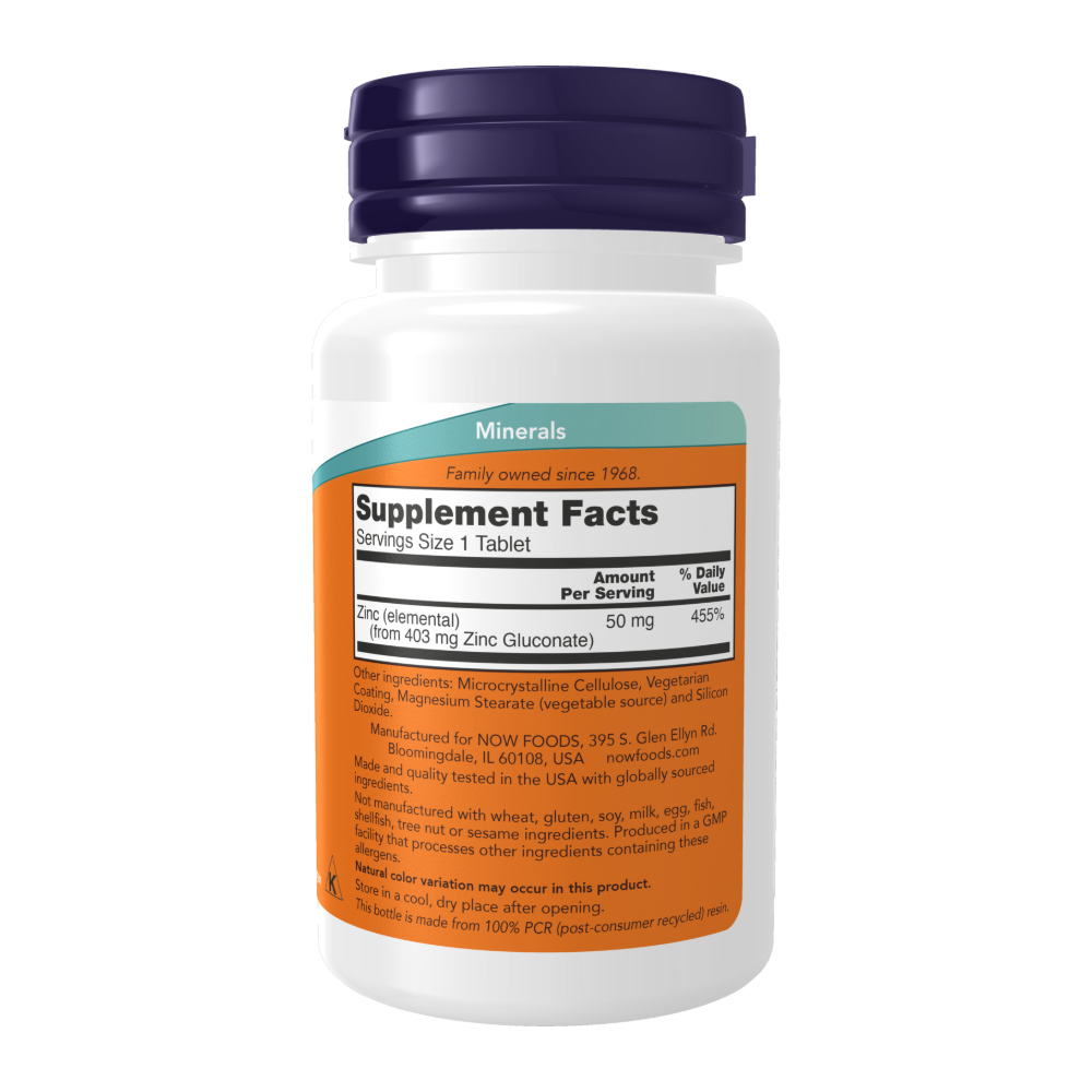 Now Foods, Zinc, 50mg, 250 Tablets, 250 Servings