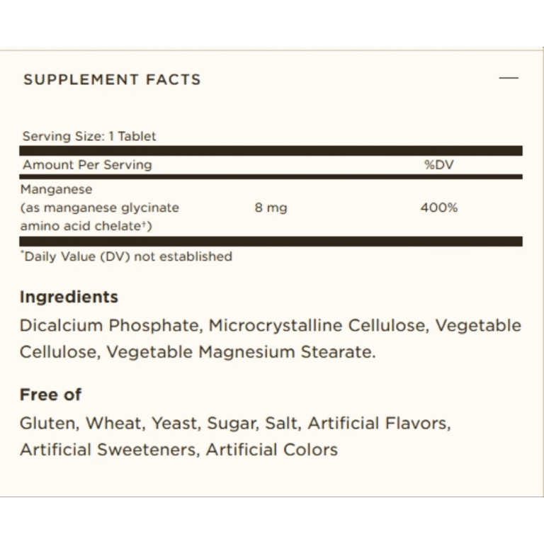 Solgar, Chelated Manganese, 100 Tablets, 100 Servings