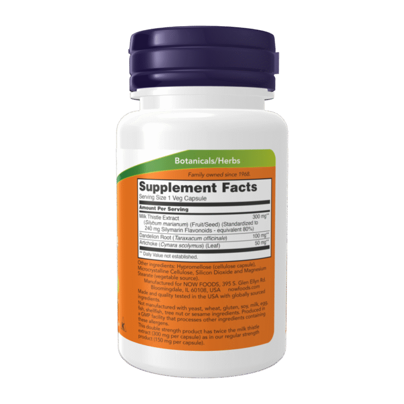 Now Foods Milk Thistle Extract Double Strength 300 mg 50 Veg Capsules - Image 2