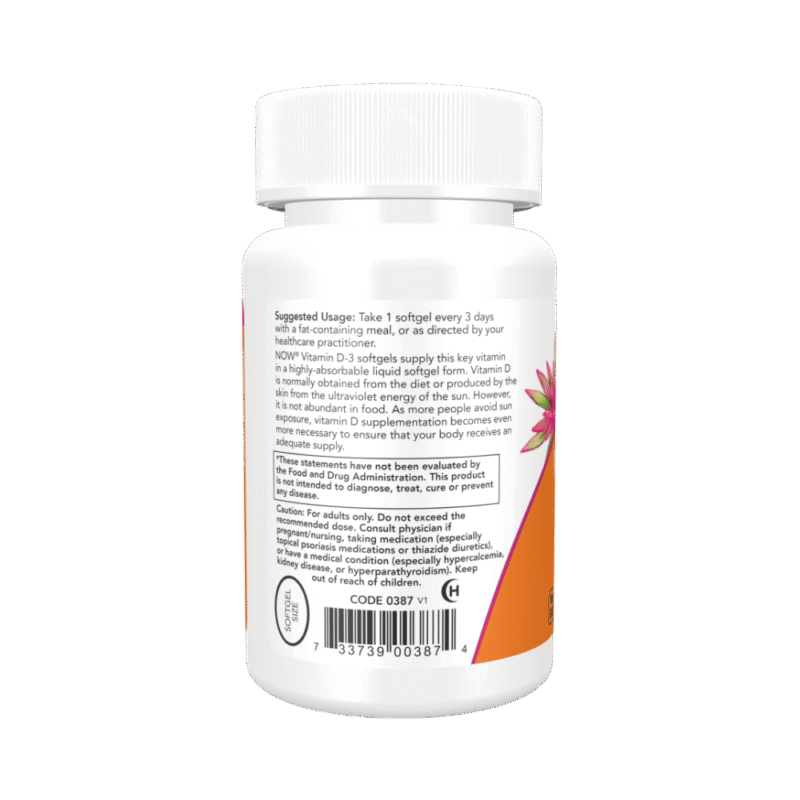 Now Foods Vitamin D3 10,000 IU 240 Softgels - Image 4
