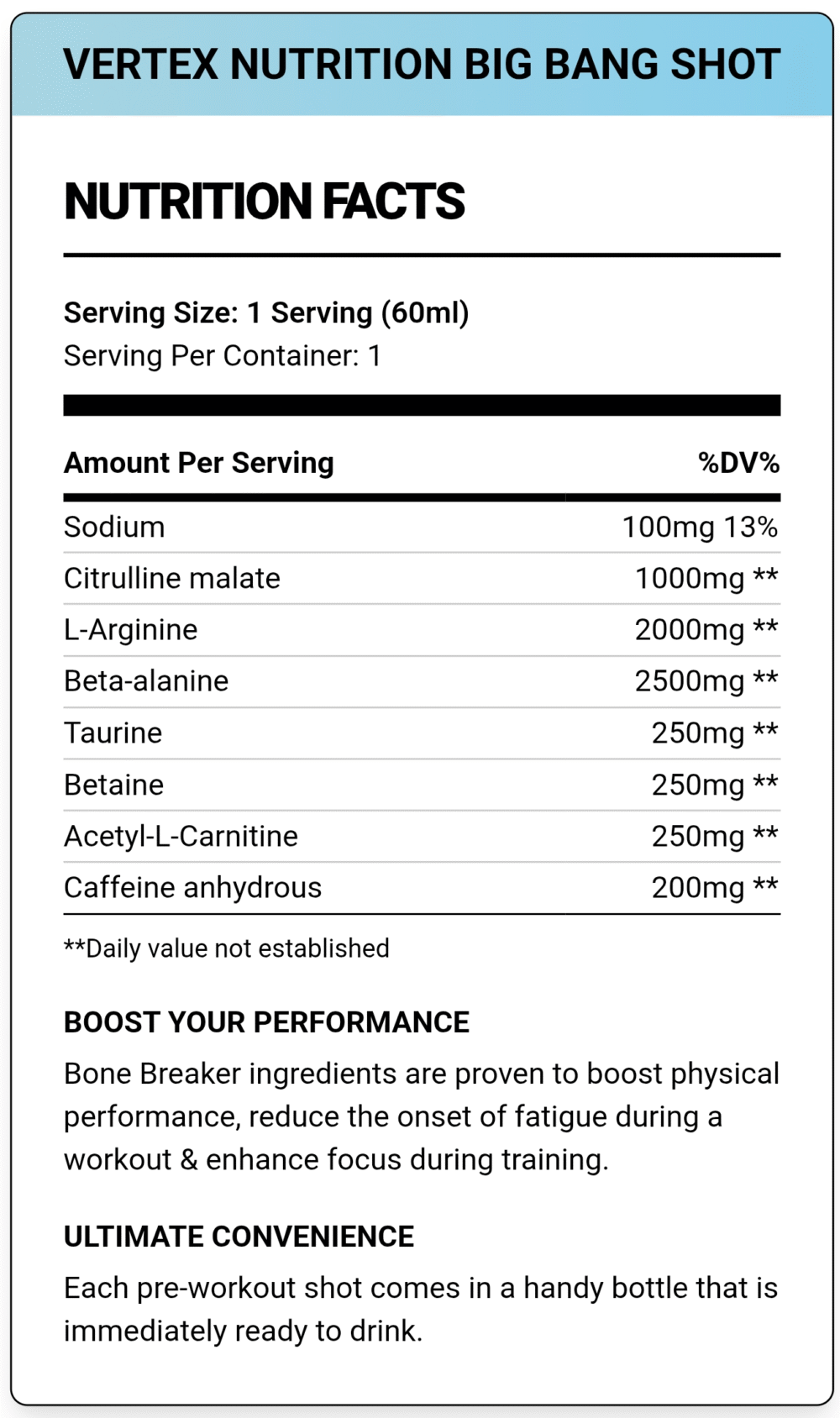 Vertex nutrition, Big Bang Shot, 60ml
