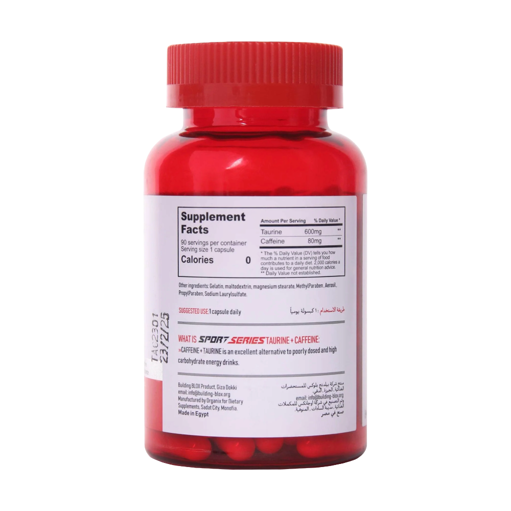 Buliding Blox, Sport Series, Taurine + Caffeine, 600 mg/80 mg, 90 Capsules, 90 Servings
