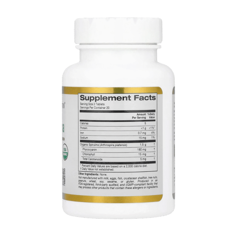California Gold Nutrition, Organic Spirulina with Phycocyanin, 500Mg, 60 Tablets, 20 Servings