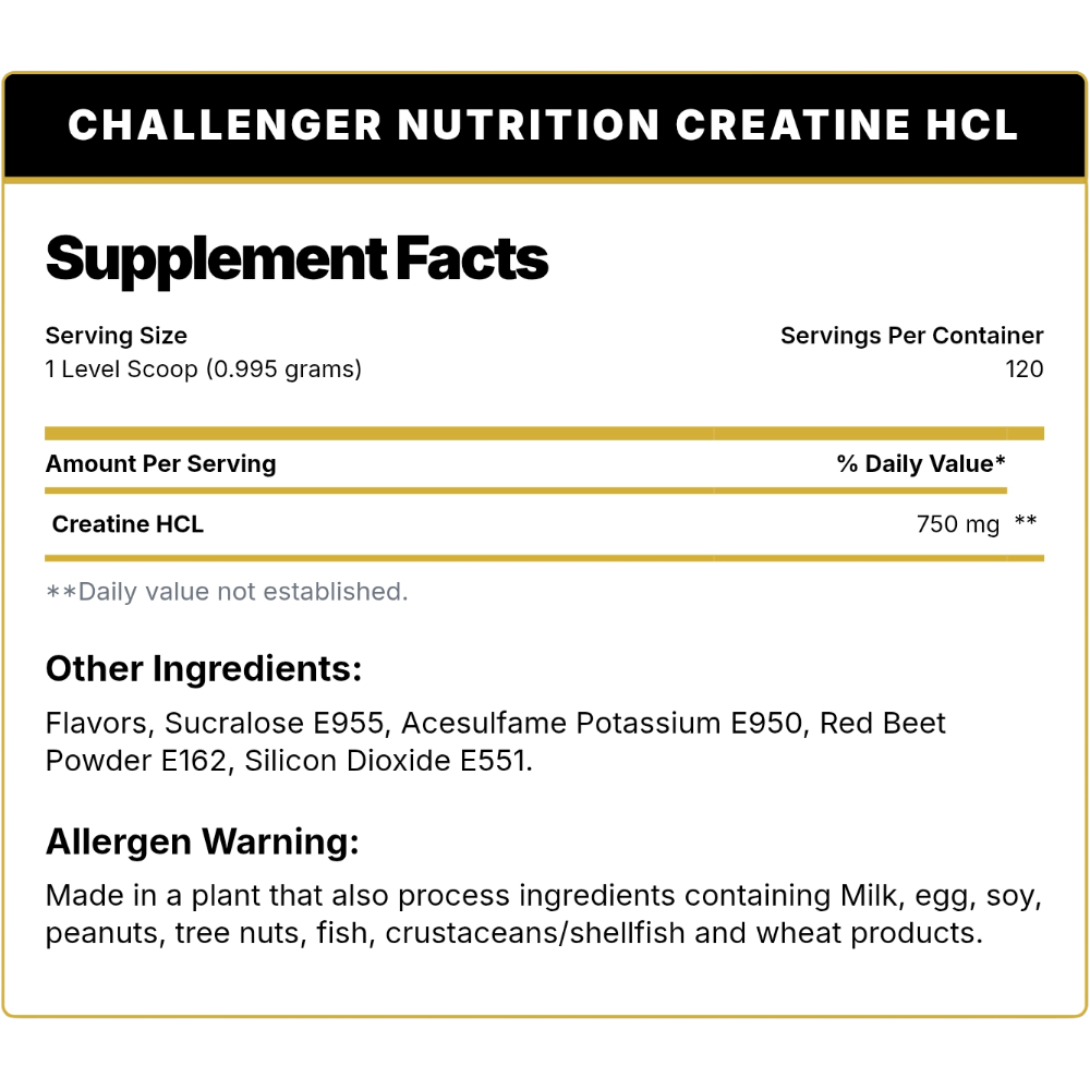 Challenger Nutrition, Creatine HCL, 120g, 120 Servings