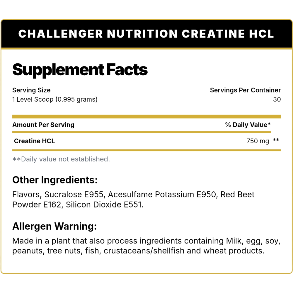 Challenger Nutrition, Creatine HCL, 30g, 30 Servings