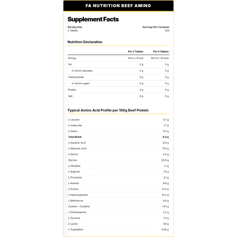 FA Nutrition, Beef Amino, 600 Tablets, 300 Servings