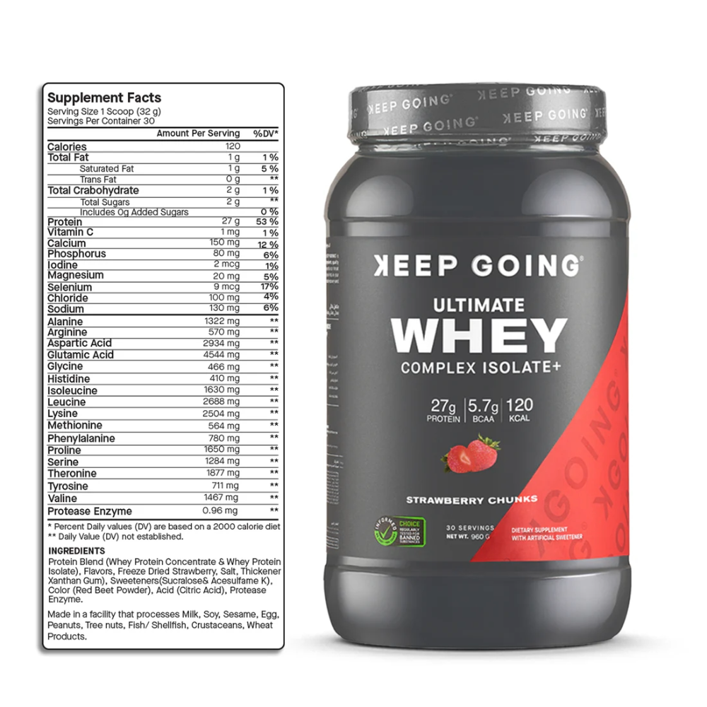 Keep Going, Ultimate Whey Complex Isolate+, 1kg, 30 Servings