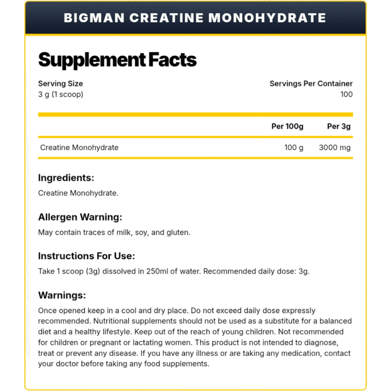 BigMan, Creatine Monohydrate, 90g, 30 Servings